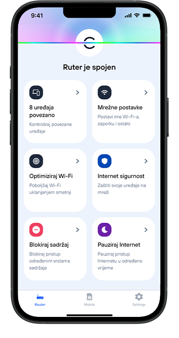 Uspješna prijava u aplikaciju omogućava upravljanje načinom korištenja interneta na mobilnoj mreži.